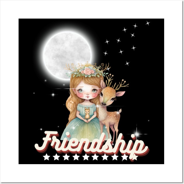 Deer, My Little Friend - an image showing a girl who treats the deer as her best friend, not just as an animal. Wall Art by MagicTrick